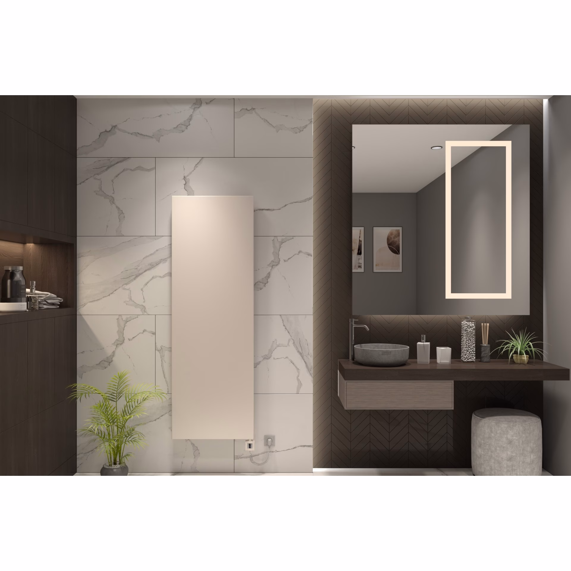 MERT Design Afdekking - Afdekking voor oude badkamerradiatoren van 500x1200 mm, wit