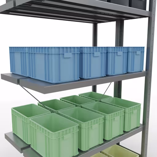 Aanbouwplank, dubbele plank, stellingsysteem MULTIplus250, 2000 x 1000 x (2x300) mm, 2x5 planken, kruisschoor, verzinkt van Schulte Lagertechnik met het artikelnr. 14235-A