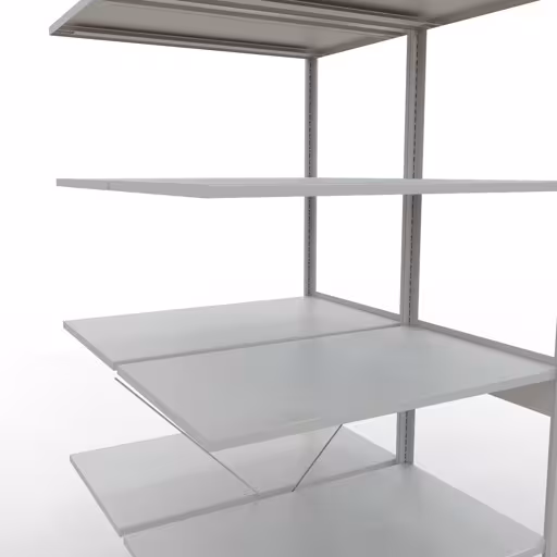 Andere weergave van het artikel Aanbouwplank, dubbele plank, legplank-insteeksysteem MULTIplus150, 2500 x 1000 x (2x600) mm, 2x6 legborden, RAL 7035 lichtgrijs uit de categorie legborden