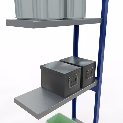 Afbeelding nr. 13 van het artikel aanbouwrekken, legbordstellingen, insteeksysteem MULTIplus250, 3000 x 750 x 300 mm, 7 legborden, lengtestangen, RAL 5010 gentiaanblauw/verzinkt/verzinkt uit de productgroep insteeksysteem van Schulte Lagertechnik.
