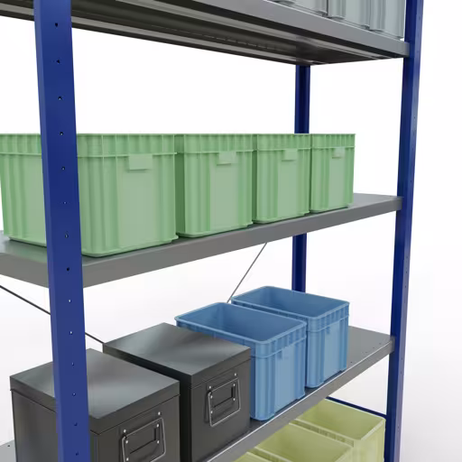Figuur nr. 7 van het artikel basisrek, legplank-insteeksysteem MULTIplus250, 2000 x 1300 x 400 mm, 5 legborden, RAL 5010 gentiaanblauw/verzinkt uit de productgroep insteeksysteem van het merk Schulte Lagertechnik.