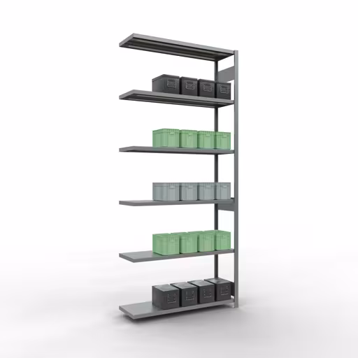 Aanbouwplank, legbord, insteeksysteem MULTIplus250, 3000 x 1300 x 400 mm, 7 legborden, verzinkt van Schulte Lagertechnik met het artikelnr. 12947-130-LR