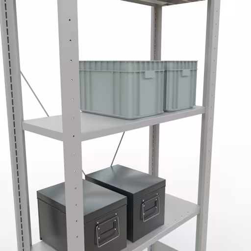 Basisplank, legplank, insteeksysteem MULTIplus150, 2000 x 750 x 300 mm, 5 legborden, kruisschoor, RAL 7035 lichtgrijs uit de categorie basisplanken met de GTIN 4004514205377 Basisplank, legbord, insteeksysteem MULTIplus150, 2000 x 750 x 300 mm, 5 legborden, kruisschoor, RAL 7035 lichtgrijs van het merk Schulte Lagertechnik uit het assortiment insteeksysteem