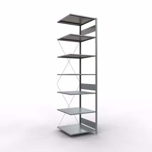 Aanbouwrekken, legbordstellingen, insteeksysteem MULTIplus150, 3000 x 750 x 800 mm (HxBxD), 7 legborden, kruisschoor, verzinkt van Schulte Lagertechnik Aanbouwrekken, legborden, insteeksysteem MULTIplus150, 3000 x 750 x 800 mm (HxBxD), 7 legborden, kruisschoor, verzinkt, aanbouwplank, art.nr. 12787-75