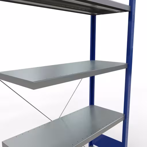Afbeelding nr. 12 van het artikel aanbouwrekken, legbordstellingen, insteeksysteem MULTIplus330, 2000 x 1000 x 400 mm, 5 legborden, kruisschoor, RAL 5010 gentiaanblauw/verzinkt uit de productgroep insteeksysteem van Schulte Lagertechnik.