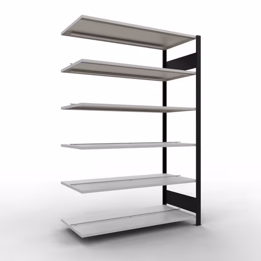 Afbeelding nr. 14 van het artikel, kantoorrekken, insteeksysteem MULTIplus150, 2000 x 1300 x 600 mm, 6 planken, met middenaanslag, zwart/lichtgrijs uit de productgroep kantoorrekken van Schulte Lagertechnik
