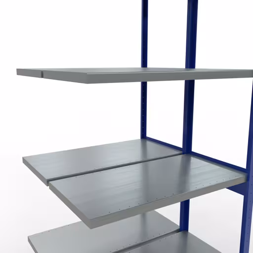 Aanbouwrekken, dubbele rekken, rekkensysteem MULTIplus250, 3000 x 1000 x (2x500) mm, 2x7 planken, lengtestangen, RAL 5010 gentiaanblauw van Schulte Lagertechnik uit het rekkenprogramma