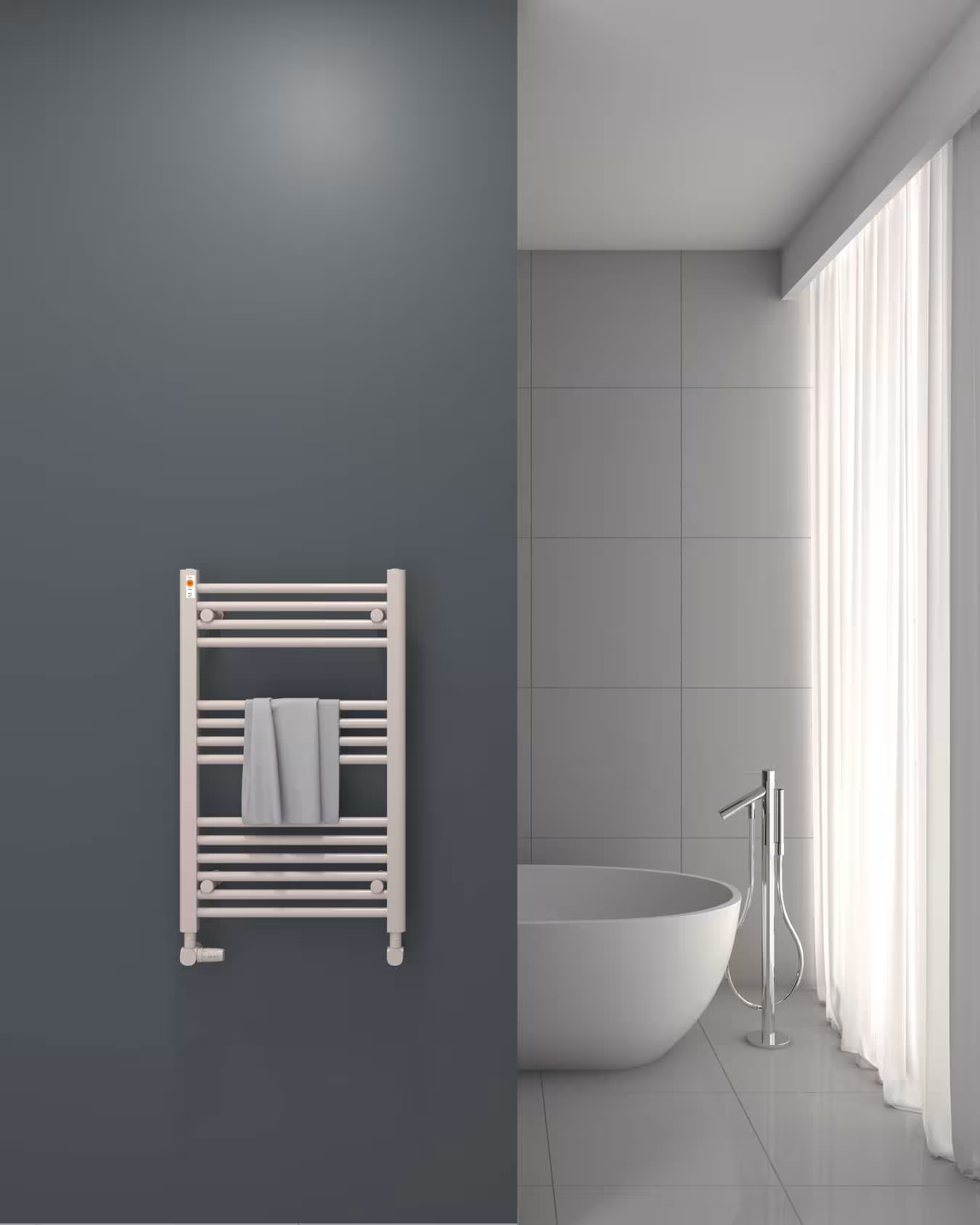 MERT vervangende badkamerradiator wit recht, standaard rechts/links aansluiting (GEEN middenaansluiting), vervangende radiator, art.nr. 1-50x080-S