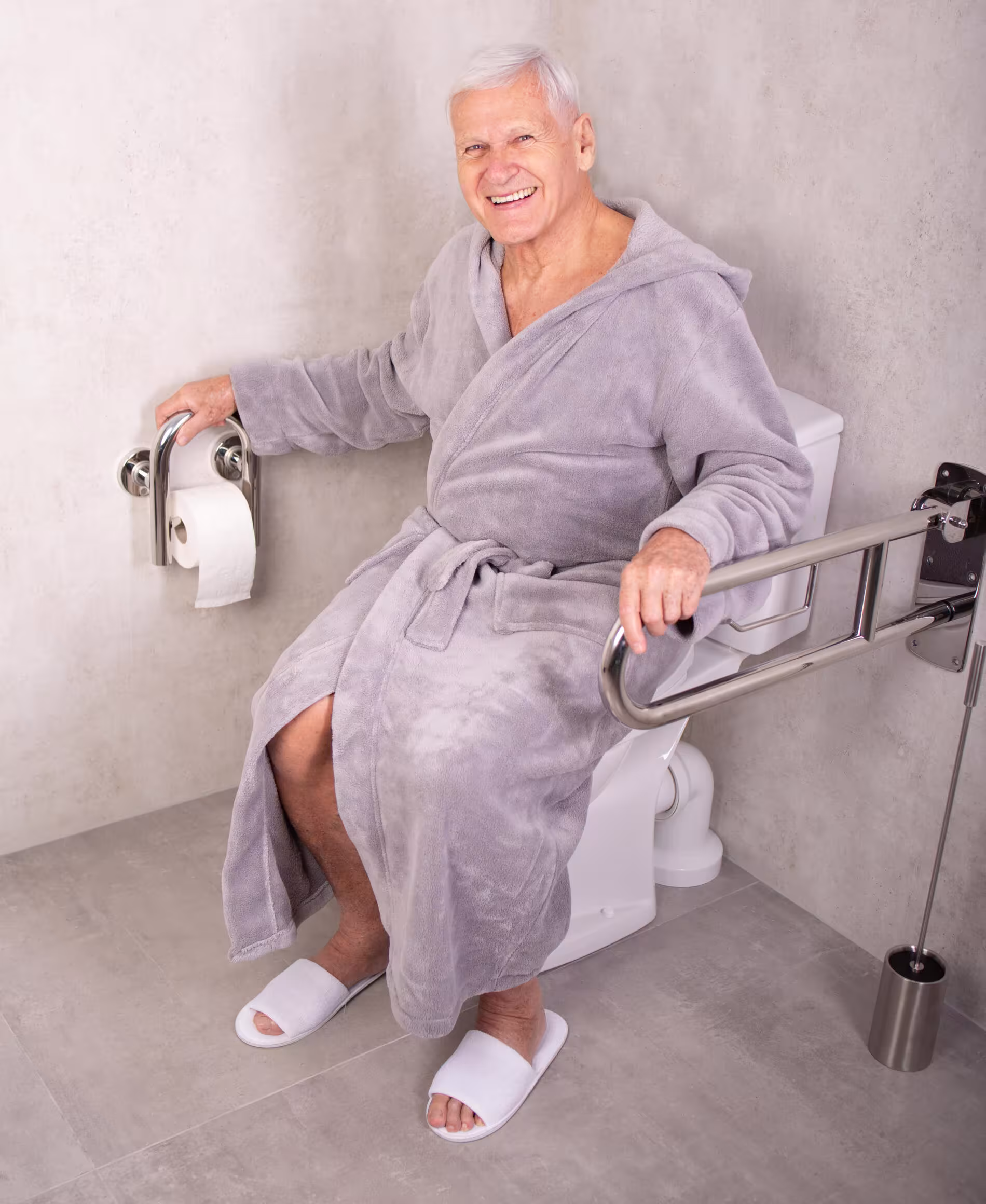 Uwe toiletbeugel, chroomkleurig, inclusief toiletrolhouder, RVS van Ridder met art.nr. A220300