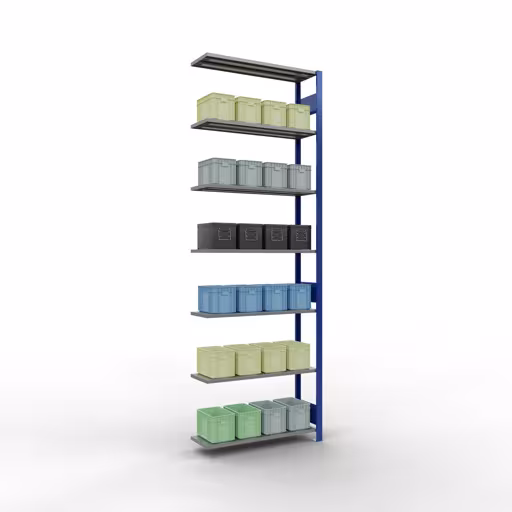 Figuur nr. 13 van het artikel aanbouwrekken, legbordstellingen, insteeksysteem MULTIplus85, 3000 x 1000 x 300 mm, 7 legborden, RAL 5010 gentiaanblauw uit de productgroep insteeksysteem van het merk Schulte Lagertechnik.