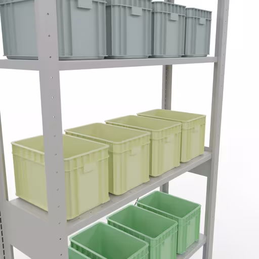 Productafbeelding nr. 14 van het artikel basisplank, legbord, insteeksysteem MULTIplus150, 2500 x 1000 x 300 mm (HxBxD), 6 legborden, kruisschoor, RAL 7035 lichtgrijs Figuur nr. 14 van het artikel basisplank, legbord, insteeksysteem MULTIplus150, 2500 x 1000 x 300 mm, 6 legborden, kruisschoor, RAL 7035 lichtgrijs uit de productgroep insteeksysteem van Schulte Lagertechnik.