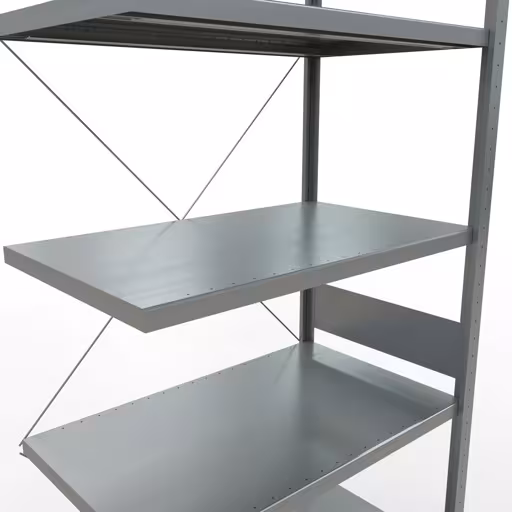 Aanbouwstelling, stelling MULTIplus250 insteeksysteem, 3000 x 1000 x 600 mm (HxBxD), 7 legborden, kruisschoor, verzinkt met GTIN 4004514203069 Aanbouwrekken, legbord, insteeksysteem MULTIplus250, 3000 x 1000 x 600 mm, 7 legborden, kruisschoor, verzinkt van Schulte Lagertechnik met artikelnr. 12967