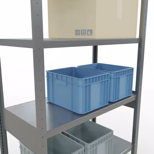 Productafbeelding nr. 14 van het artikel Basisplank, stellingsysteem MULTIplus330, 2500x1000x500 mm (HxBxD), 6 planken, kruisschoor, verzinkt Figuur nr. 14 van het artikel basisrek, legplank, insteeksysteem MULTIplus330, 2500 x 1000 x 500 mm, 6 legborden, kruisschoor, verzinkt uit de insteeksysteem productgroep van Schulte Lagertechnik.