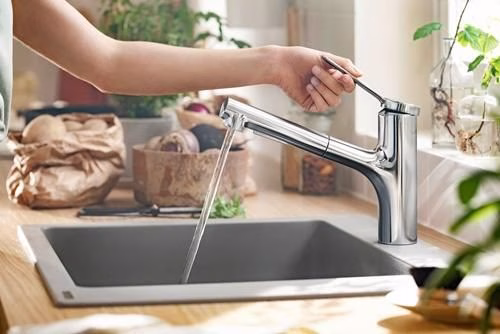 Hansgrohe ééngreeps wastafelmengkraan Zesis M33 150, uittrekbare vuistdouche, 2 straals chroom