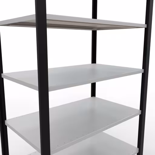 Basisplank, kantoorrek, insteeksysteem MULTIplus150, 2300 x 1000 x 600 mm, 7 planken, lengtestangen, zonder middenaanslag, zwart/lichtgrijs uit de categorie insteeksysteem met de GTIN 4004514237552 , kantoorrekkensysteem MULTIplus150, 2300 x 1000 x 600 mm, 7 planken, zonder middenaanslag, zwart/lichtgrijs van Schulte Lagertechnik uit het assortiment kantoorrekken