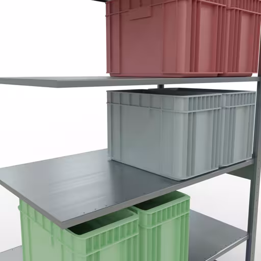 Aanbouwrekken, legborden, insteeksysteem MULTIplus150, 2500 x 1300 x 800 mm (HxBxD), 6 legborden, lengtestangen, verzinkt met artikelnr. 12786-130-LR Aanbouwrekken, rekken, insteeksysteem MULTIplus150, 2500 x 1300 x 800 mm, 6 legborden, lengtestangen, verzinkt van Schulte Lagertechnik uit de categorie insteeksystemen