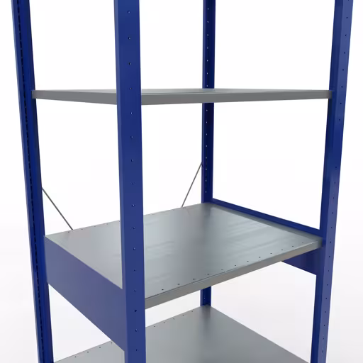 Basisplank, legplank, insteeksysteem MULTIplus150, 2500 x 750 x 600 mm, 6 legborden, kruisschoor, RAL 5010 gentiaanblauw/verzinkt/verzinkt uit de categorie basisplanken met de GTIN 4004514251398 Basisplank, legbord, insteeksysteem MULTIplus150, 2500 x 750 x 600 mm, 6 legborden, kruisschoor, RAL 5010 gentiaanblauw/verzinkt/verzinkt van het merk Schulte Lagertechnik uit het assortiment insteeksysteem