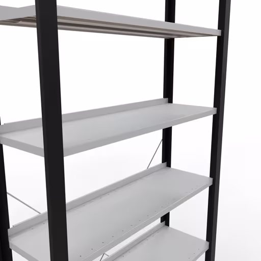 Figuur nr. 13 van het artikel basisplank, kantoorplank, insteeksysteem MULTIplus85, 2300 x 1000 x 300 mm, 7 planken, kruisschoor, met aanslagbalk, zwart/lichtgrijs uit de productgroep kantoorplanken van Schulte Lagertechnik.