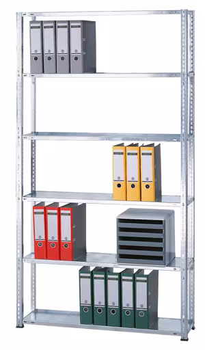Basisplank, kantoorrek, schroefsysteem MULTIplus85, 2000 x 1300 x 300 mm, 6 planken, verzinkt, zonder aanslaglijst van Schulte Lagertechnik met het artikelnr. 17128
