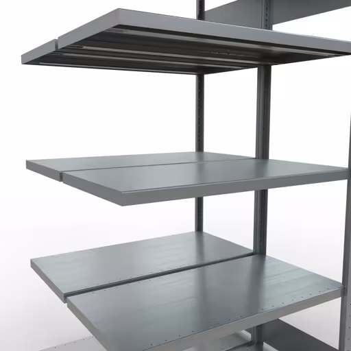 Extra afbeelding van het artikel Aanbouwplank, dubbele plank, legplank-insteeksysteem MULTIplus250, 2000 x 1000 x (2x500) mm, 2x5 legborden, lengtestangen, verzinkt uit dubbele legborden