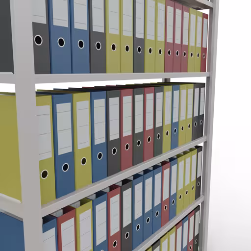 Productafbeelding nr. 12 van het artikel basisplank, kantoorplank, insteeksysteem MULTIplus85, 2000 x 1300 x 300 mm, 6 planken, kruisschoor, met stoplijst, lichtgrijs Afbeelding nr. 12 van het artikel, kantoorrekken, insteeksysteem MULTIplus85, 2000 x 1300 x 300 mm, 6 planken, met aanslaglijst, lichtgrijs uit de productgroep kantoorrekken van Schulte Lagertechnik