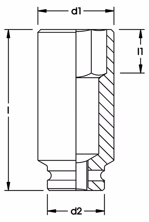 Slagmoersleuteldop 3/4", extra diep, 6-kant, ELORA-791LTA van het merk ELORA uit de categorie slagmoersleuteldoppen 3/4"