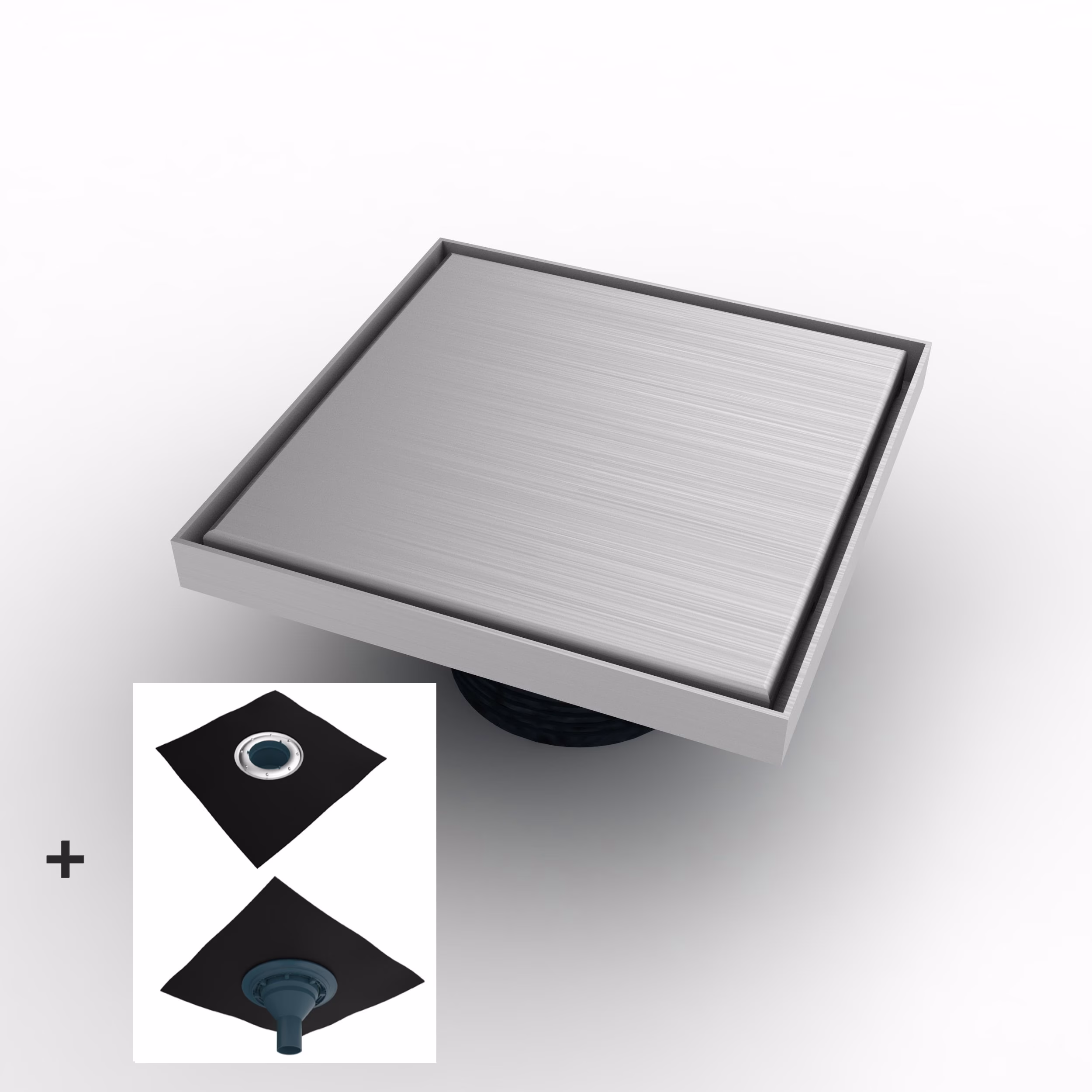 Mert Ultra Flat 20x20 cm vloerafvoer design "Edel", afvoer DIN 50