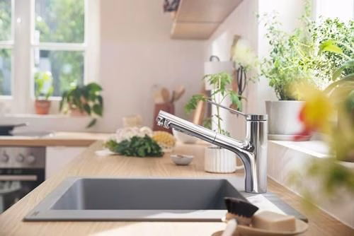 Detailbild 4074227 Hansgrohe ééngreeps wastafelmengkraan Zesis M33 150, uittrekbare vuistdouche, 2 straals chroom