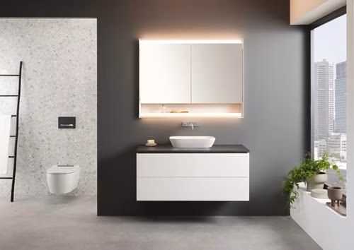 Geberit ONE Set wandcloset met wc-zitting wit/glanzend verchroomd, KeraTect
