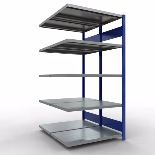 Aanbouwrekken, dubbele rekken, rekkensysteem MULTIplus250, 2000 x 1000 x (2x600) mm, 2x5 planken, lengtestangen, RAL 5010 gentiaanblauw van Schulte Lagertechnik uit de categorie rekken