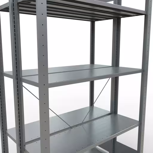 Productafbeelding nr. 15 van het artikel basisplank, dubbele plank, legbord, insteeksysteem MULTIplus150, 2000 x 1000 x (2x300) mm (HxBxD), 2x5 legborden, kruisschoor, verzinkt Figuur nr. 15 van het artikel basisplank, dubbele plank, stellingsysteem MULTIplus150, 2000 x 1000 x (2x300) mm, 2x5 planken, kruisschoor, verzinkt uit de productgroep stellingrekken van Schulte Lagertechnik.