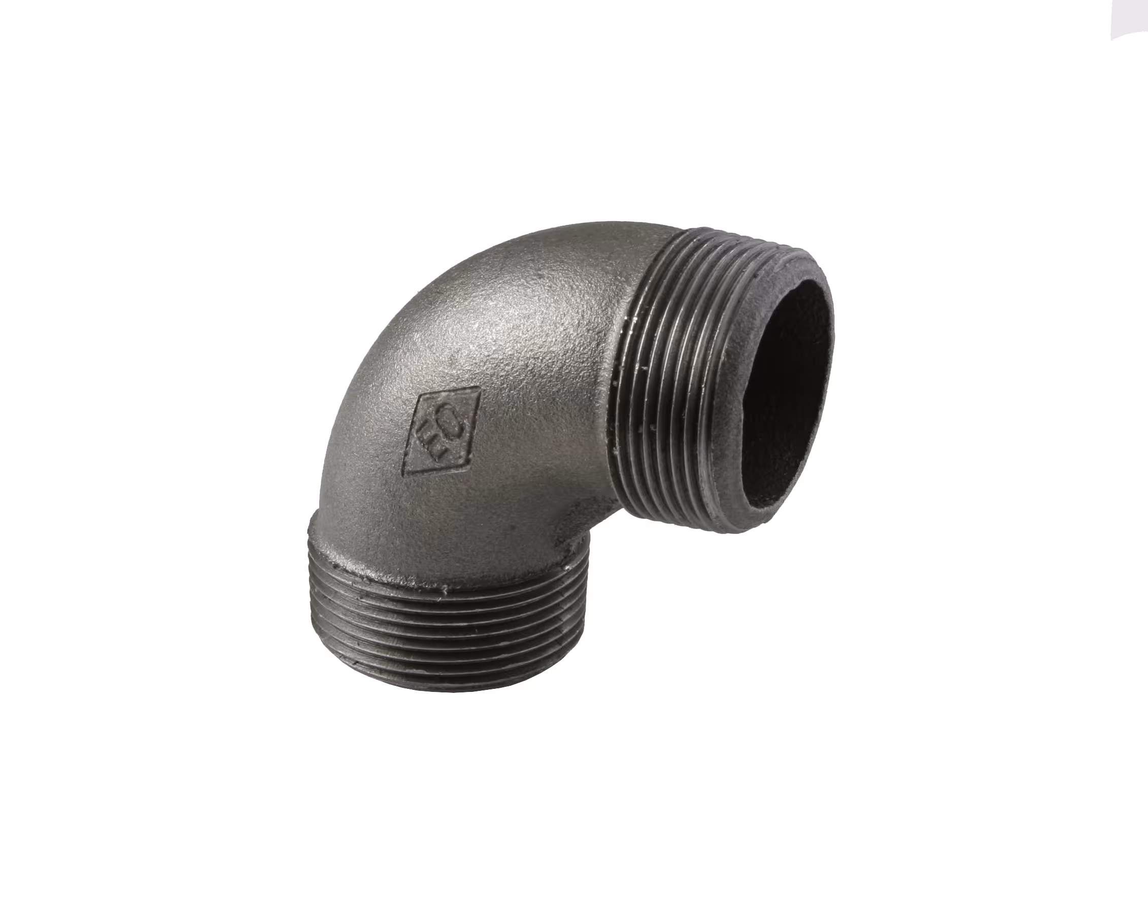 Hoek nr. 94 buiten/buiten 90 graden 1 1/4 inch van smeedbaar gietijzer, zwart van Atusa ATUSA gietijzeren hoek nr. 94 A/A, gietijzeren fittingen, art.nr. 09401006