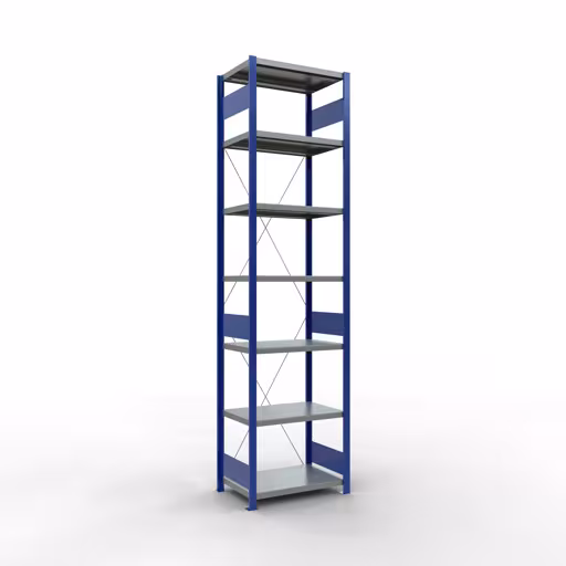 Figuur nr. 14 van het artikel basisrek, legbord, insteeksysteem MULTIplus250, 3000 x 750 x 500 mm, 7 legborden, kruisschoor, RAL 5010 gentiaanblauw/verzinkt/verzinkt uit de insteeksysteem productgroep van Schulte Lagertechnik.