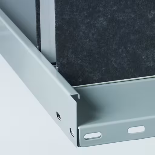 Basisstelling, kantoorstelling, schroefsysteem MULTIplus85, 2300 x 1300 x 300 mm, 6 legborden, RAL 7035 lichtgrijs, met stopstrip van Schulte Lagertechnik uit het assortiment kantoorstellingen