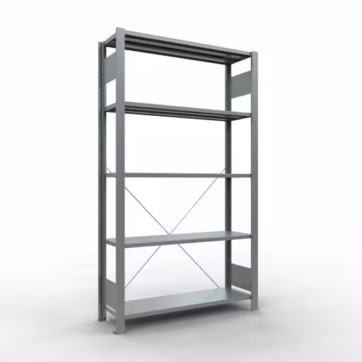 Figuur nr. 13 van het artikel, kantoorrekken, insteeksysteem MULTIplus85, 1800 x 1000 x 300 mm, 5 planken, verzinkt, zonder aanslaglijst uit de productgroep kantoorrekken van Schulte Lagertechnik.