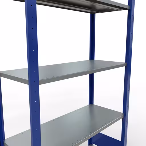 Basisplank, legplank, insteeksysteem MULTIplus150, 2000 x 1000 x 400 mm (HxBxD), 5 legborden, lengtestangen, RAL 5010 gentiaanblauw/verzinkt uit de categorie basisplanken met de GTIN 4004514279965 Basisplank, legbord, insteeksysteem MULTIplus150, 2000 x 1000 x 400 mm, 5 legborden, lengtestangen, RAL 5010 gentiaanblauw/verzinkt van Schulte Lagertechnik uit het assortiment insteeksysteem
