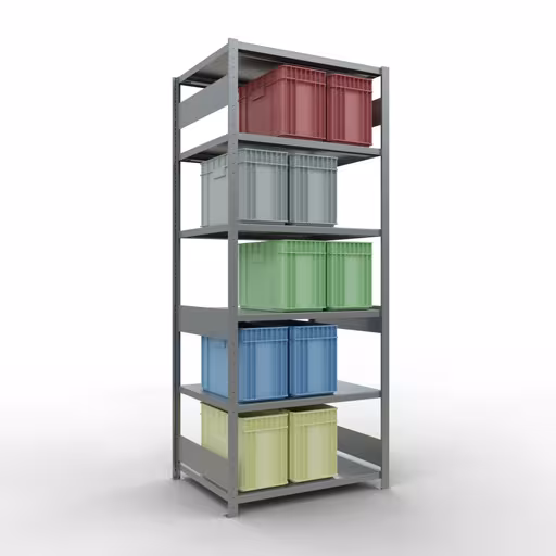 Productafbeelding nr. 15 van het artikel basisplank, legbord, insteeksysteem MULTIplus330, 2500 x 1000 x 800 mm (HxBxD), 6 legborden, lengtestangen, verzinkt Figuur nr. 15 van het artikel basisrek, legbord, insteeksysteem MULTIplus330, 2500 x 1000 x 800 mm, 6 legborden, lengtestangen, verzinkt uit de insteeksysteem productgroep van Schulte Lagertechnik.