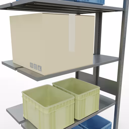 Afbeelding nr. 14 van het artikel aanbouwrekken, dubbele rekken, stellingrek insteeksysteem MULTIplus150, 3000 x 1000 x (2x300) mm, 2x7 planken, lengtestangen, verzinkt uit de productgroep stellingrekken van Schulte Lagertechnik