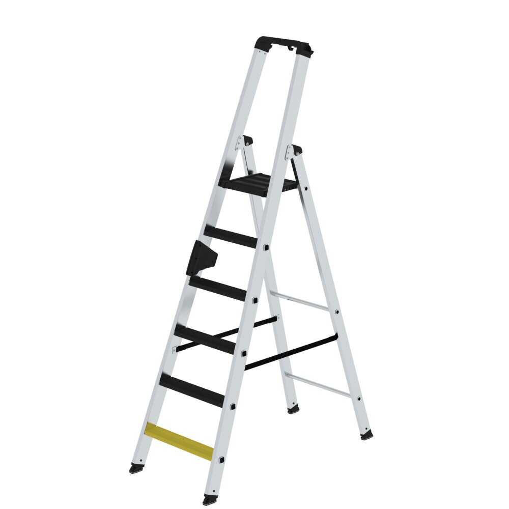 Munk trapladder 250 kg, enkelzijdige toegang met clip-step R13, 6 treden van Günzburger Steigtechnik Munk trapladder, draagvermogen 250 kg, enkelzijdige toegang met kliksysteem R13, uit de categorie trapladders, artikelnummer 042706