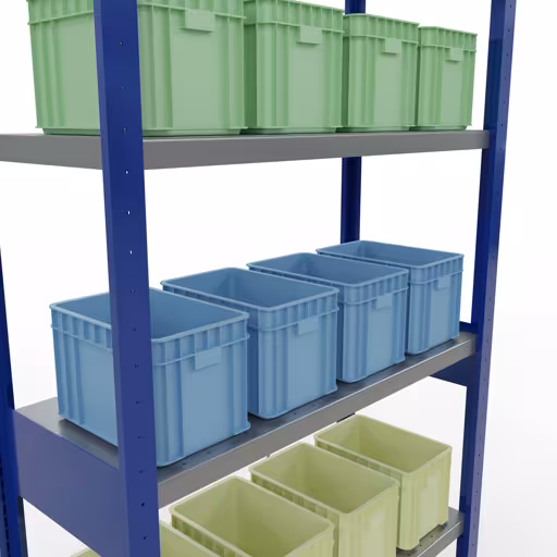 Figuur nr. 13 van het artikel basisrek, legbord, insteeksysteem MULTIplus330, 2500 x 1000 x 400 mm, 6 legborden, kruisschoor, RAL 5010 gentiaanblauw/verzinkt uit de insteeksysteem productgroep van Schulte Lagertechnik.
