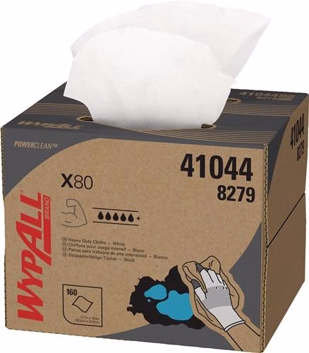 WypAll® X80 8279 schoonmaakdoek, circa 424 mm lang x circa 282 mm breed, wit, 1-laags, doos WYPALL uit de categorie schoonmaak- en poetsdoeken, handdoeken, handdoekrollen, artikelnummer 9000469223