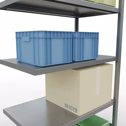 Productafbeelding nr. 15 van het artikel Aanbouwrekken, legbordstellingen, insteeksysteem MULTIplus330, 2000 x 1000 x 600 mm (HxBxD), 5 legborden, lengtestangen, verzinkt Figuur nr. 15 van het artikel aanbouwrekken, legbordstellingen, insteeksysteem MULTIplus330, 2000 x 1000 x 600 mm, 5 legborden, lengtestangen, verzinkt uit de productgroep insteeksysteem van Schulte Lagertechnik.