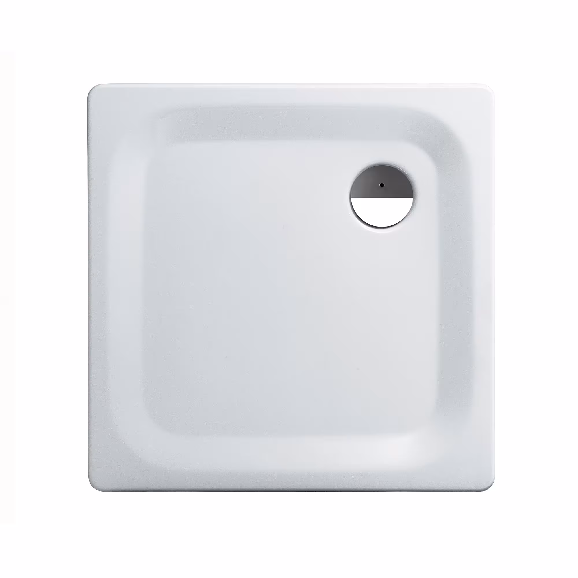 Vierkante superplatte douchebak van geëmailleerd staal, 80 cm x 80 cm x 2,5 cm zonder afvoergarnituur en voetset van sanicomfort Platte douchebakken van staal, douchebakken van geëmailleerd staal, art.nr. 1983830