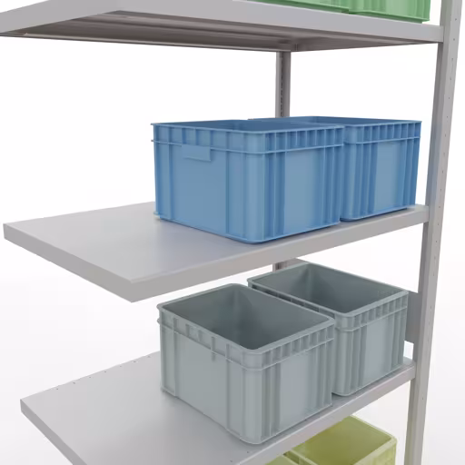 Aanbouwrekken, rekken, insteeksysteem MULTIplus330, 3000 x 1000 x 600 mm, 7 legborden, lengtestangen, RAL 7035 lichtgrijs van Schulte Lagertechnik uit de categorie insteeksystemen