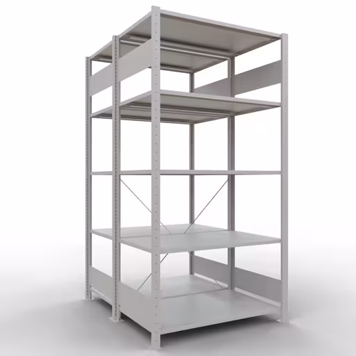 Basisplank, dubbele plank, rekkensysteem MULTIplus150, 2000 x 1000 x (2x600) mm, 2x5 planken, RAL 7035 lichtgrijs van Schulte Lagertechnik uit de categorie rekken