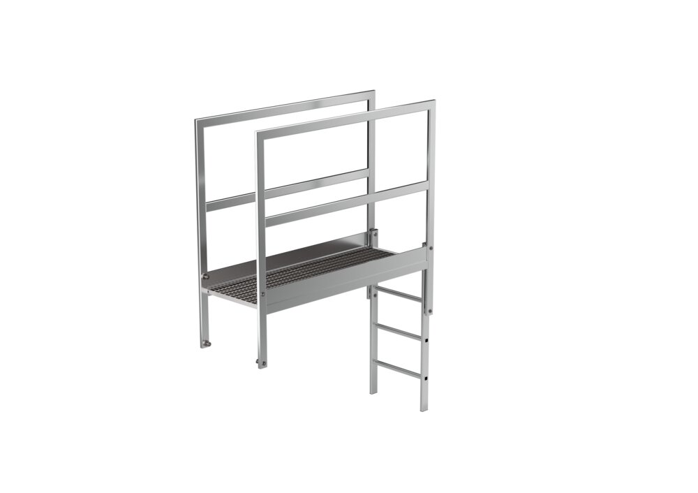 Munk borstweringsladder, blank aluminium, speciale lengte 1600 mm, van Günzburger Steigtechnik Munk balustradeovergang, blank aluminium, speciale lengte, uit de categorie overgangen, artikelnummer 062185