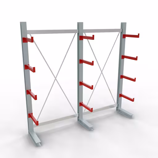 Andere weergave van het artikel K 3000 compleet legbord, eenzijdig, 2500 x 2600 x 500 mm, RAL 7001 / RAL 3000, 5 opslagniveaus uit de categorie draagarmstellingen