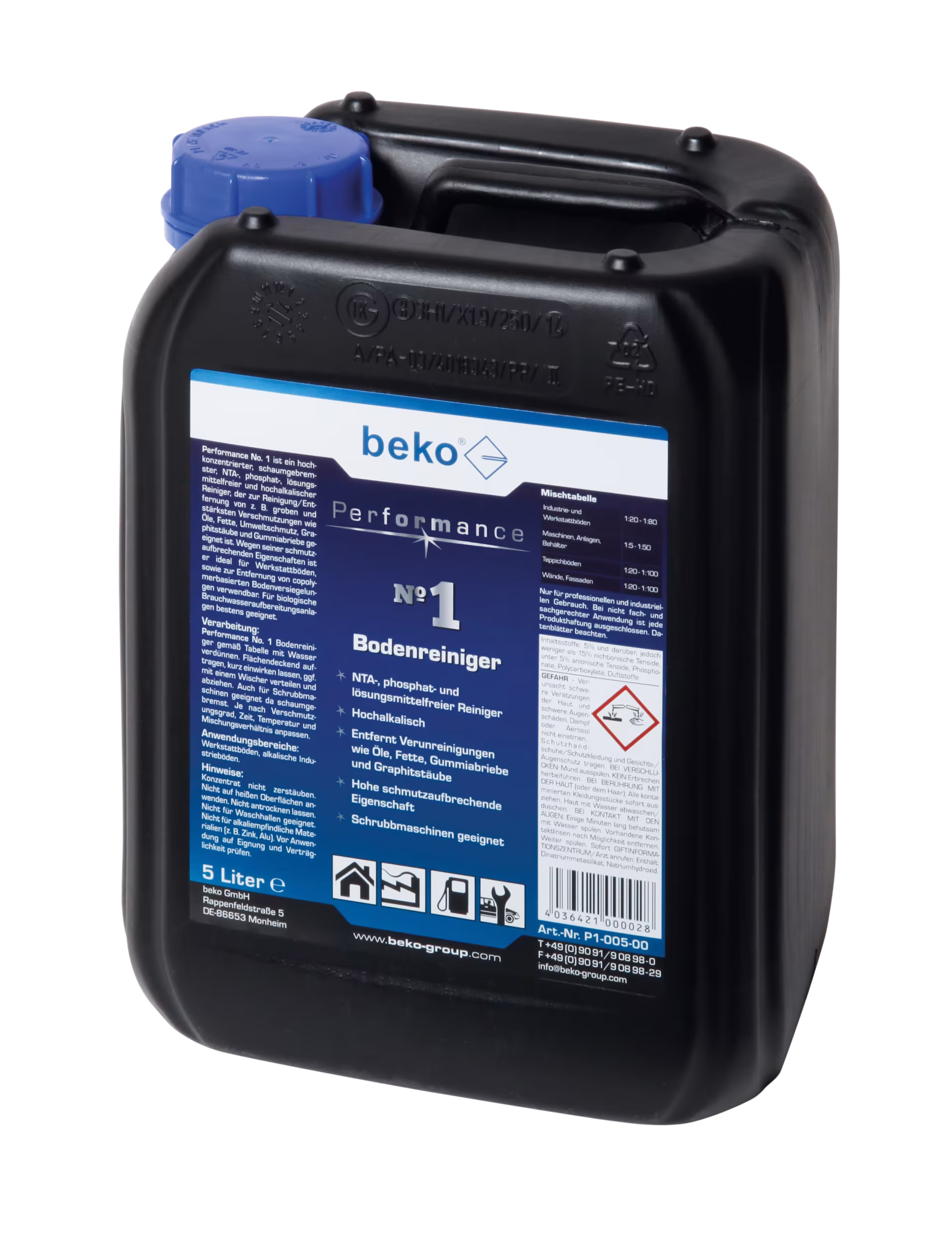 Prestatie nr. 1 vloerreiniger 5 l jerrycan uit de productcategorie autoonderhoud met artikelnr. P1-005-00