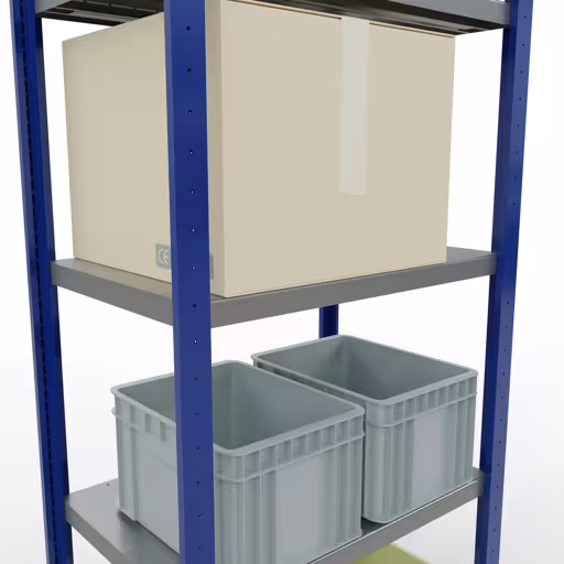 Figuur nr. 14 van het artikel basisrek, legbord, insteeksysteem MULTIplus250, 2000 x 750 x 500 mm, 5 legborden, lengtestangen, RAL 5010 gentiaanblauw/verzinkt/verzinkt uit de insteeksysteem productgroep van Schulte Lagertechnik.