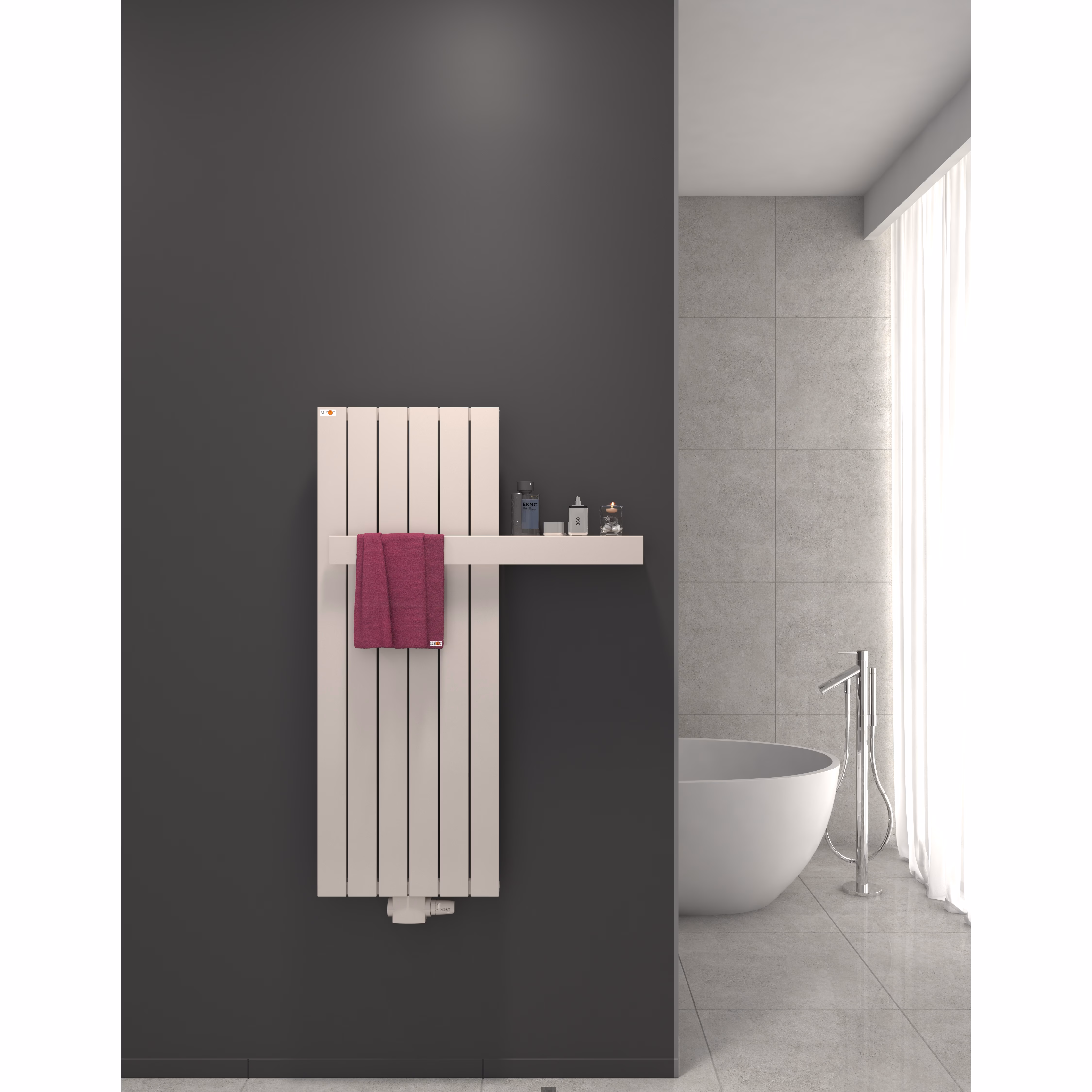 MERT DESIGN PANEL RADIATOR MODEL TEO, WIT uit de categorie Badkamerradiatoren met centrale aansluiting en artikelnummer 5-TEO-45x120-W-M